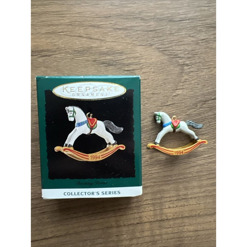 Hallmark Rocking Horse Miniature Ornament 1994 Feather Tree 7th in series
